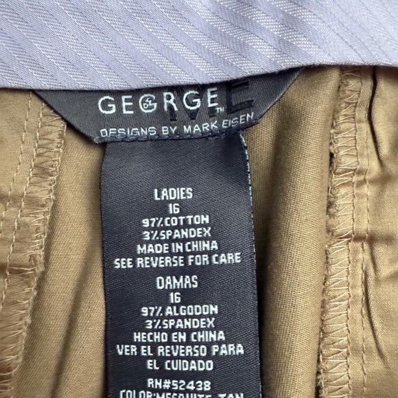 George Designs by Mark Eisen Women's Khaki Twill Pants Size 16 Cotton Blend - Picture 4 of 11